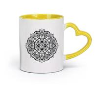 AYUEHBN Taza de cerámica con símbolo de mandala, budismo, hinduismo, religión, loto (320 ml) para café, sopa, té, leche, café con leche y chocolate caliente. Para damas y caballeros.