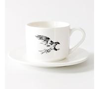 AYUEHBN Taza de Cerámica Motocross estilo libre Pájaro Fuego Salto Motocicleta Motociclista （6oz/175ml） Para leche, té, cola y agua Juego de té con taza y platillo (blanco)