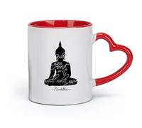 AYUEHBN Taza de cerámica novedosa con cita budista Buddha, Domina tu mente, Meditación (320 ml) y bebidas calientes, color rojo espresso.