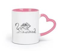 AYUEHBN Taza de cerámica novedosa con pintura surrealista de una bella chica rodeada de un tigre salvaje (320 ml) para oficina y hogar, color rosa