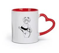 AYUEHBN Taza de cerámica novedosa para regalo, diseño de chica deportista asiática con mancuernas, diseño de anime, gimnasia y fitness (320 ml), bonito, color rojo.