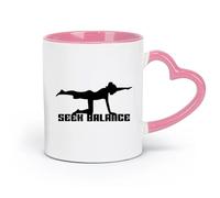 AYUEHBN Taza de cerámica novedosa para té o café Busca el equilibrio Mantén la forma Estilo de vida Deporte (11 oz/320 ml) Porcelana fina (cerámica) Rosa