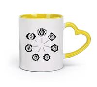 AYUEHBN Taza de cerámica novedosa para té o café, chakras, hinduismo, budismo, yoga, estudio (320 ml), apta para oficina, hogar, cafetería, lavavajillas y microondas, color amarillo