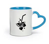 AYUEHBN Taza de cerámica novedosa para té o café, cóctel, hielo, rodaja de limón, barras tubulares (320 ml) aptas para lavavajillas y microondas, color azul