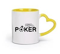 AYUEHBN Taza de cerámica novedosa para té o café con cuatro ases, cartas de póker, ases de juego de casino (320 ml) para té, café, leche, capuchino, amarillo