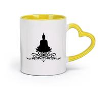AYUEHBN Taza de cerámica novedosa para té o café, postura de yoga, símbolo de Buda, dios del budismo (320 ml), elegante y duradera, apta para microondas y lavavajillas.