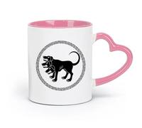 AYUEHBN Taza de cerámica para café, Cerbero, perro de tres cabezas, mitos griegos antiguos (320 ml) para café, avena, té, fácil de limpiar, color rosa