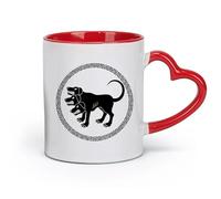 AYUEHBN Taza de cerámica para café, Cerbero, perro de tres cabezas, mitos griegos antiguos (320 ml) para café, avena, té, fácil de limpiar, color rojo