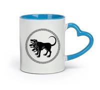 AYUEHBN Taza de cerámica para café, Cerbero, perro de tres cabezas, mitos griegos antiguos (320 ml) para café, avena, té, fácil de limpiar, azul