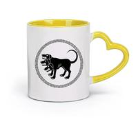 AYUEHBN Taza de cerámica para café, Cerbero, perro de tres cabezas, mitos griegos antiguos (320 ml) para café, avena, té, fácil de limpiar, color amarillo