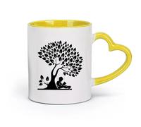 AYUEHBN Taza de cerámica para café, diseño de niño leyendo un libro, hojas de árbol, ratón de biblioteca (320 ml), regalo divertido para amantes del café, compañeros de trabajo, amigos y colegas.