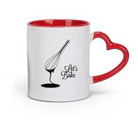 AYUEHBN Taza de cerámica para café, frase de cocina Let's Bake Bakery Baking Products (320 ml) para café, sopa, té, leche, café con leche, chocolate caliente, para damas y caballeros.