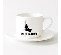 AYUEHBN Taza de Cerámica para Café, Té y Cacao Jugador de billar del club, deportista （6oz/175ml） Taza de cerámica para capuchino, té, leche Juego de té con taza y platillo (blanco)