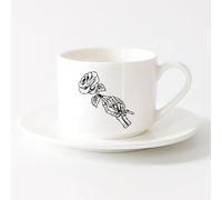 AYUEHBN Taza de Cerámica para Café, Té y Cacao Muerte Esqueleto Mano Cráneo Huesos Flor Rosa （6oz/175ml） Regalo para hombre o mujer Juego de té con taza y platillo (blanco)