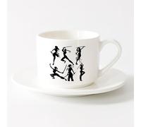 AYUEHBN Taza de Cerámica para Hogar y Oficina Chicas guerreras con gimnasia deportiva （6oz/175ml） Para bebidas calientes, latte, capuchino Juego de té con taza y platillo (blanco)