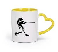 AYUEHBN Taza de cerámica para té y café, diseño de jugador de béisbol, bate y pelota (320 ml), elegante y duradera, apta para microondas y lavavajillas.