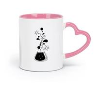 AYUEHBN Taza de cerámica para té y café, química, ciencia, átomos, moléculas, escuela (320 ml), elegante y duradera, apta para microondas y lavavajillas, color rosa.