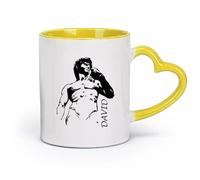 AYUEHBN Taza de cerámica, taza de café/té Estatua de David de Miguel Ángel Escultura （11oz/320ml） Taza de café de cerámica para capuchino Té, leche, amarillo
