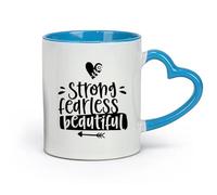 AYUEHBN Taza de cerámica, taza de café/té, mujer hermosa, valiente y fuerte, niña, mujer (11 oz/320 ml), taza de café de cerámica para capuchino, té, leche, azul