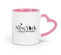 AYUEHBN Taza de cerámica, taza de café/té NY Nueva York Ciudad de los Sueños Estatua de la Libertad Pájaros （11oz/320ml） para Té Café Infusión Caliente Rosa
