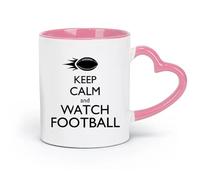 AYUEHBN Taza de cerámica - Taza de cerámica para café, capuchino, té, leche, color rosa, con texto Keep Calm And Watch American Football Sport Fan (320 ml)