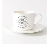 AYUEHBN Taza de Cerámica Taza Palabras inspiradoras Frase Paz a tu mente Flor de loto （6oz/175ml） Oficina, hogar, cafetería, apto para lavavajillas y microondas
