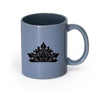 AYUEHBN Taza de para Café, Té y Cacao Adorno de flor de loto Budismo Yoga （11oz/320ml） para amantes del café, mejores amigos del trabajo, compañeros de trabajo y amigos Gris azulado