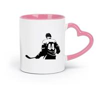 AYUEHBN Taza de porcelana de cerámica: crea tu propio jugador de hockey personalizado, deporte de invierno (11 oz/320 ml) Ideal para el hogar, la oficina, cafeterías, ideas de regalo rosa