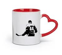 AYUEHBN Taza de porcelana de cerámica: crea tu propio jugador de hockey personalizado, deporte de invierno (11 oz/320 ml) Ideal para el hogar, la oficina, los cafés, ideas de regalo Rojo