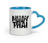 AYUEHBN Taza de porcelana de cerámica Muay Thai Fight Club MMA Fighting Martial Arts (11 oz/320 ml) Elegante y duradera - Apto para microondas y lavavajillas Azul