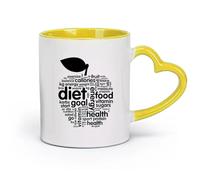 AYUEHBN Taza de porcelana de cerámica para dieta, gimnasia, estilo de vida saludable, nutrición y deportes (320 ml) para el hogar o el trabajo, color amarillo