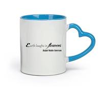 AYUEHBN Taza de té con leche de porcelana con palabras de sabiduría, flores y letras (320 ml) para café, té, café con leche, leche, cacao, jugos y otras bebidas calientes.