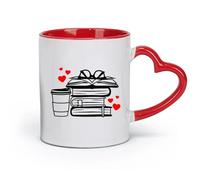 AYUEHBN Taza de té con leche de porcelana de cerámica Club de lectura Amor Lectura Biblioteca Lectura （11oz/320ml） Café, té, café con leche, leche, cacao, jugo y otras bebidas calientes Rojo