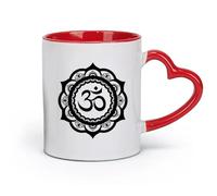 AYUEHBN Taza de té con leche de porcelana de cerámica con adorno circular y hermoso patrón de mandala (320 ml) para leche, té, cola, agua, color rojo