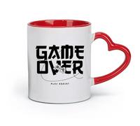 AYUEHBN Taza de té con leche de porcelana de cerámica con frase Game Club Over Play (320 ml) Regalo divertido para amantes del café, mejores amigos del trabajo, compañeros de trabajo y amigos Rojo