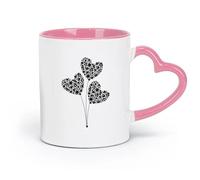 AYUEHBN Taza de té de cerámica con diseño de flores, globos y corazón (320 ml) para café, sopa, té, leche, café con leche y chocolate caliente. Rosa para damas y caballeros.
