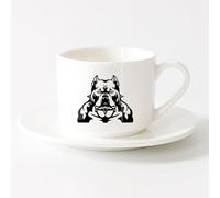 AYUEHBN Taza de Té de Cerámica Garaje de patrulla de cabeza de animal de perro enojado （6oz/175ml） Regalo único de oficina para mujeres y hombres Juego de té con taza y platillo (blanco)