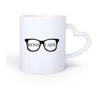 AYUEHBN Taza de Té de Cerámica Jefa de negocios, moda, gafas, oficina, habitación 11oz/320ml Para café, sopa, té, leche, latte, chocolate caliente, para mujeres y hombres