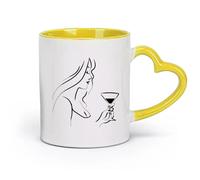 AYUEHBN Taza de té de cerámica para belleza, bebida, alcohol, bar, cóctel, fiesta (320 ml) para café, sopa, té, leche, café con leche, chocolate caliente, para damas y caballeros, color amarillo