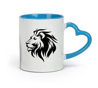AYUEHBN Taza de té latte de porcelana con diseño de cabeza de león, depredador, animal salvaje africano (320 ml) para capuchino, latte macchiato, té y espresso.