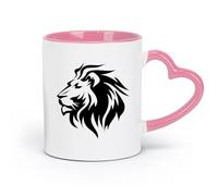 AYUEHBN Taza de té latte de porcelana con diseño de cabeza de león, depredador, animal salvaje africano (320 ml) para capuchino, latte macchiato, té y espresso rosa.