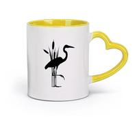 AYUEHBN Taza de té latte de porcelana de cerámica asiática japonesa con forma de pájaro y garza (320 ml) para café, sopa, té, leche, latte, chocolate caliente, para damas y caballeros.