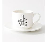 AYUEHBN Taza de té o café original Chip Wichser Dedo medio Stinkefinger Vete a la mierda （6oz/175ml） Elegante y duradero: apto para microondas y lavavajillas Juego de té con taza y platillo (blanco)