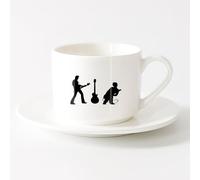 AYUEHBN Taza de té o café original Estrellas de rock Guitarra Música Concierto Instrumento musical （6oz/175ml） Bonito regalo de Navidad Juego de té con taza y platillo (blanco)