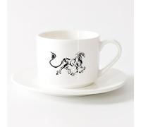 AYUEHBN Taza de té o café original Pegaso Fuego Animal Pájaro Cabeza Grifo Cuento de hadas （6oz/175ml） Ideal para usar en casa y la oficina Juego de té con taza y platillo (blanco)