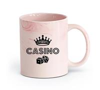AYUEHBN Taza para Café, Té y Cacao Dados Póker Cartas Casino Apuestas （11oz/320ml） Regalo divertido para amantes del café, mejores amigos del trabajo, compañeros trabajo y amigos Rosa mármol