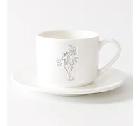 AYUEHBN Taza, Taza de Café/Té Dibujos animados de mono macaco, animal divertido, orangután （6oz/175ml） Para café, avena, té, fácil de limpiar Juego de té con taza y platillo (blanco)