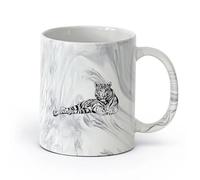 AYUEHBN Taza Taza Tigre Animal salvaje Depredador tribal Gran felino （11oz/320ml） Regalo divertido para amantes del café, mejores amigos del trabajo, compañeros trabajo y amigos Negro mármol