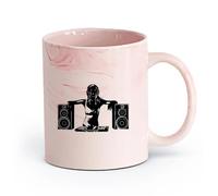 AYUEHBN Taza Té atractivo sexual Chica DJ Música Musical Discoteca （11oz/320ml） Regalo divertido para amantes del café, mejores amigos del trabajo, compañeros trabajo y amigos Rosa mármol
