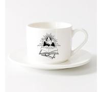 AYUEHBN Tazas blancas Librería Abierta Lectura de Cuentos Biblioteca Ratón de Biblioteca （6oz/175ml） Para bebidas calientes, latte, capuchino Juego de té con taza y platillo (blanco)